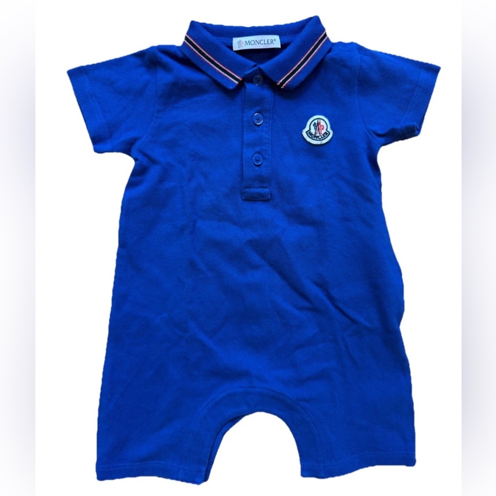 SOLD Moncler Royal Blue Polo Romper Baby Boy 3-6 Months